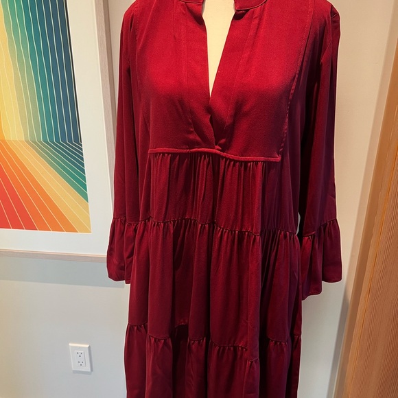 Unworn wine coloured empire waist dress. - Picture 3 of 5
